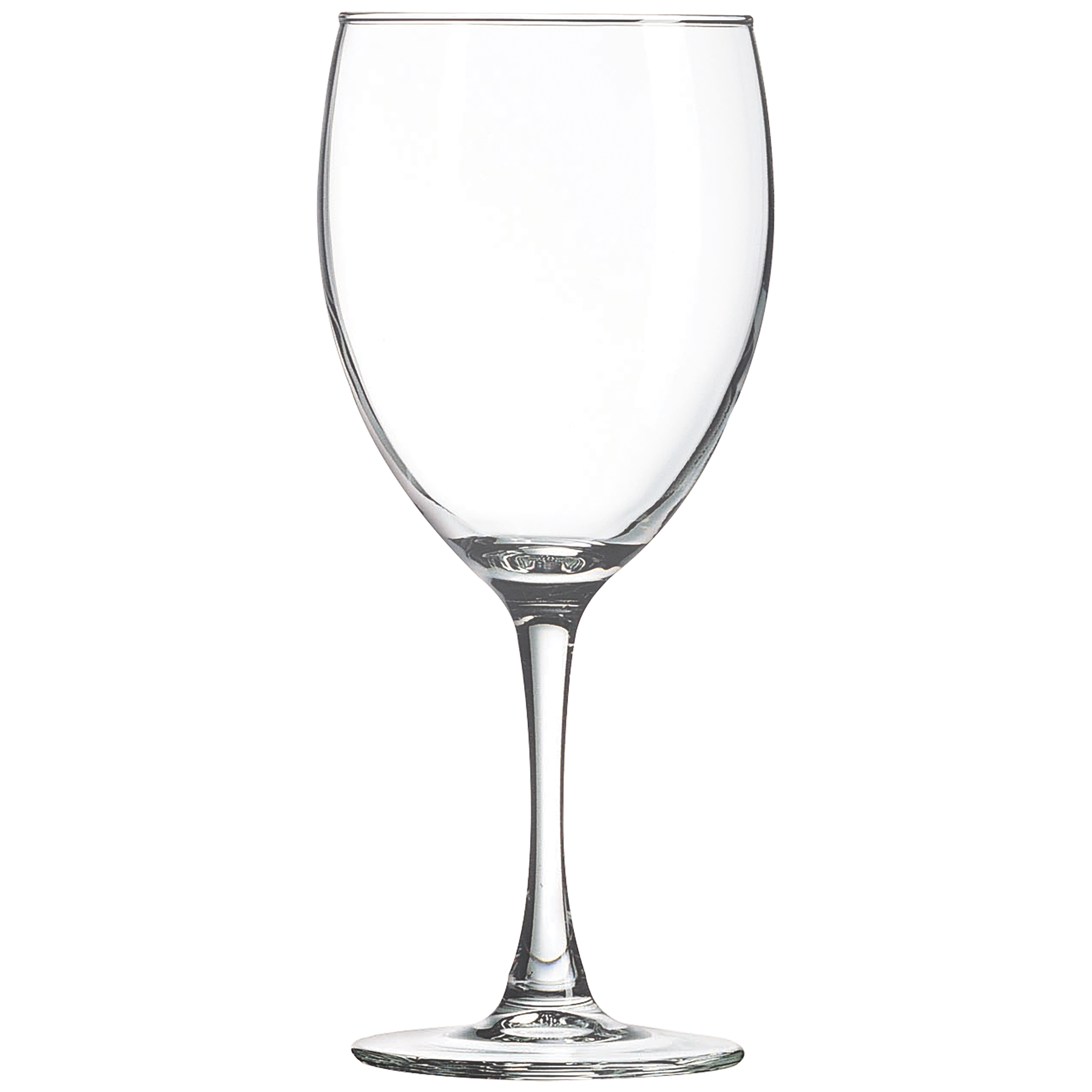 Clear wine glass on a white background