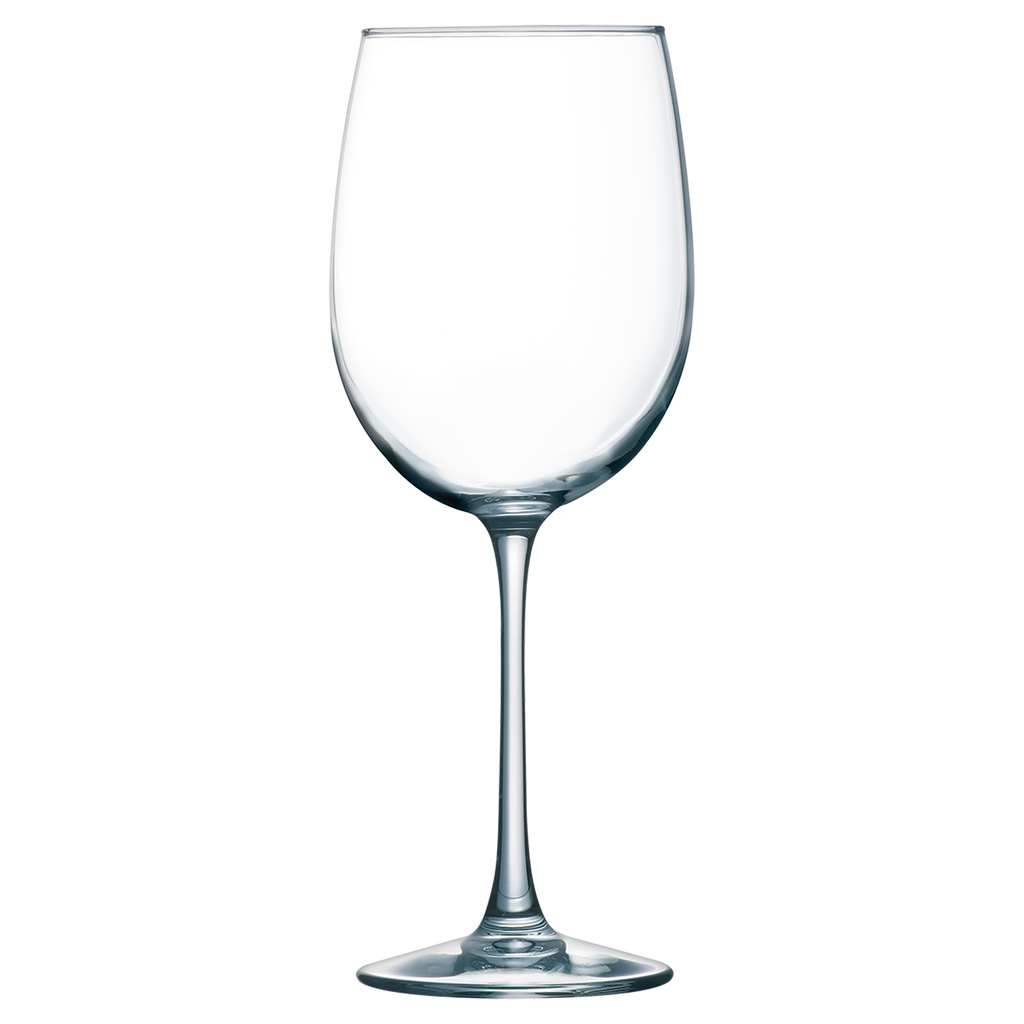 Clear wine glass on a white background