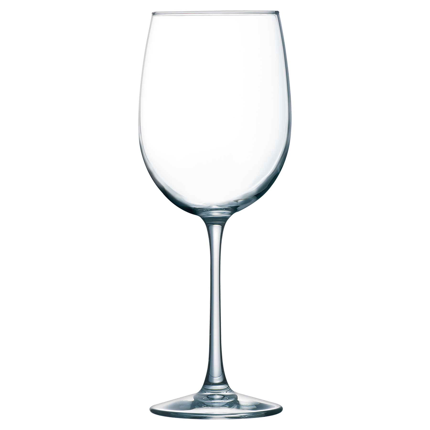 Clear wine glass on a white background
