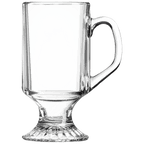 Clear glass mug with handle on a transparent background