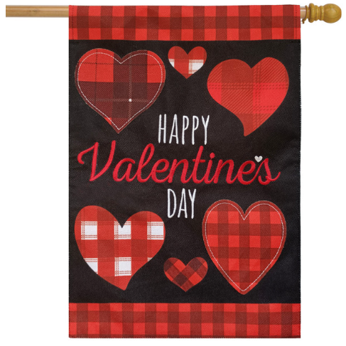 Patterned Valentine’s Day Burlap House Flag (40" x 28")