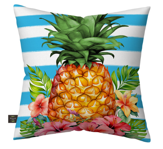 Pineapple and Stripes Decorative Throw Pillow