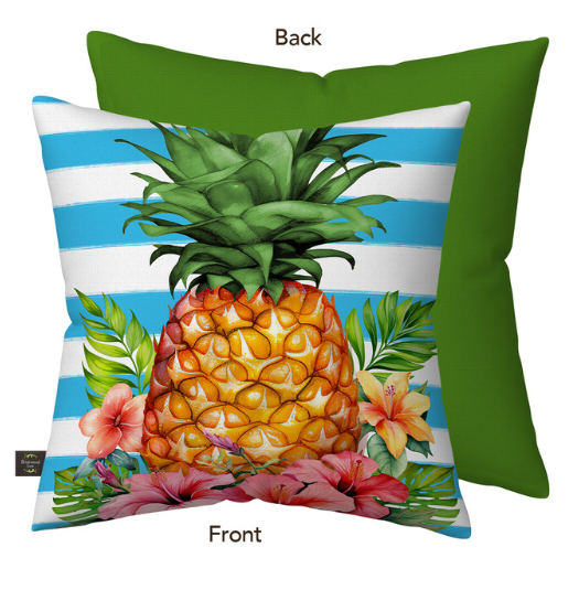 Pineapple and Stripes Decorative Throw Pillow