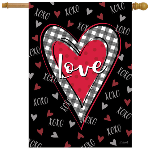 Plaid Heart “Love” House Flag (40" x 28")