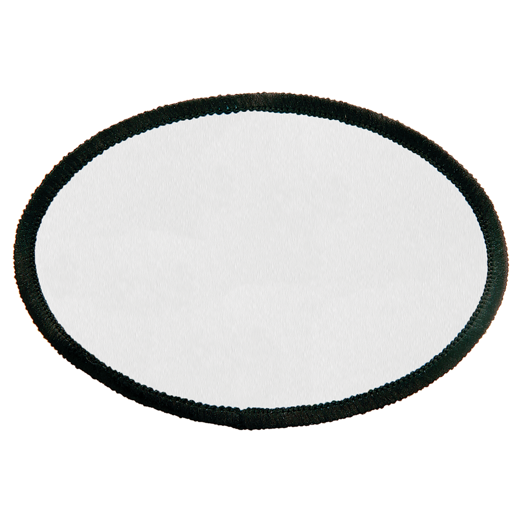 Custom Oval Sublimation Patch (3" x 2") – Adhesive Back + Black Border (12 Patch Minimum)