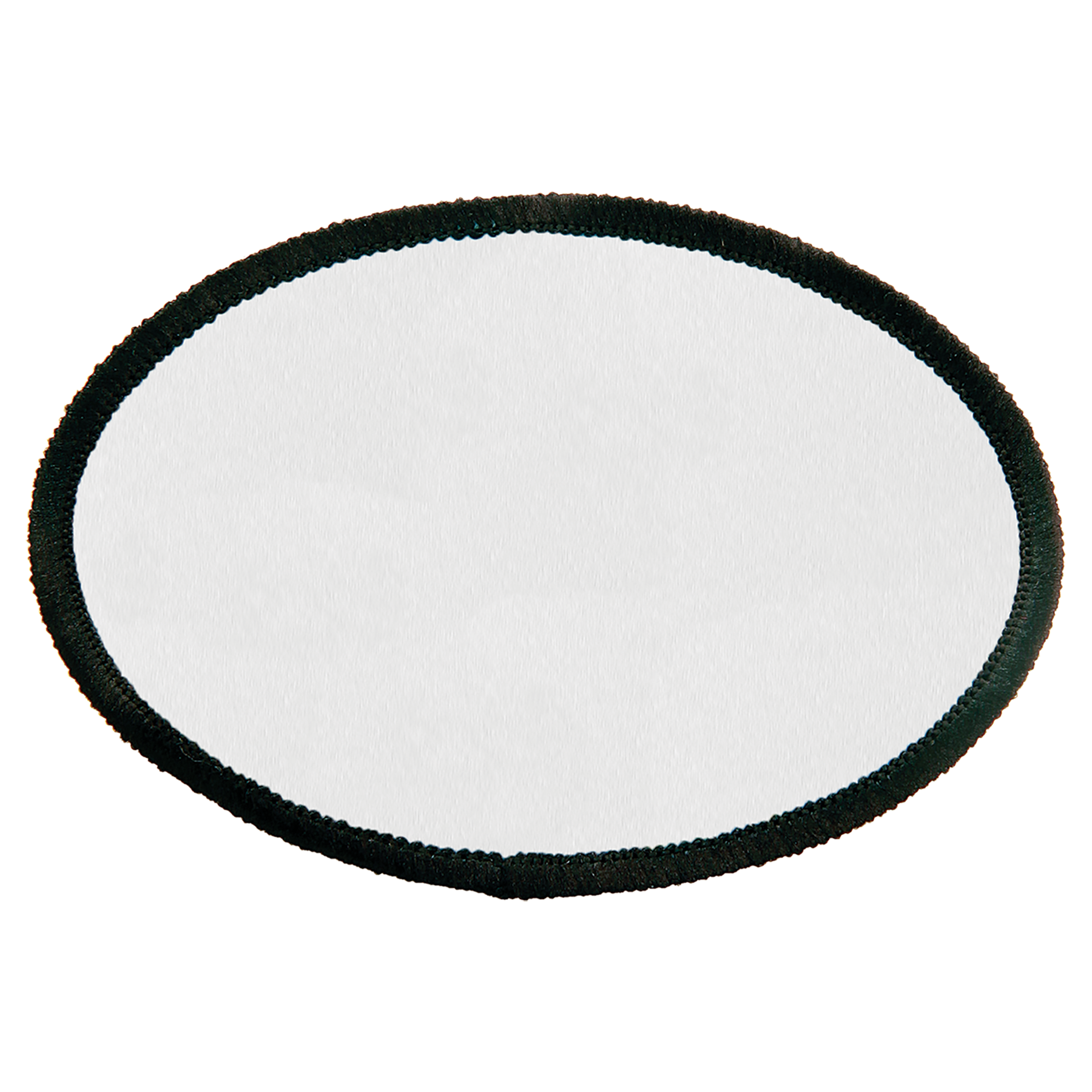 Custom Oval Sublimation Patch (3" x 2") – Adhesive Back + Black Border (12 Patch Minimum)