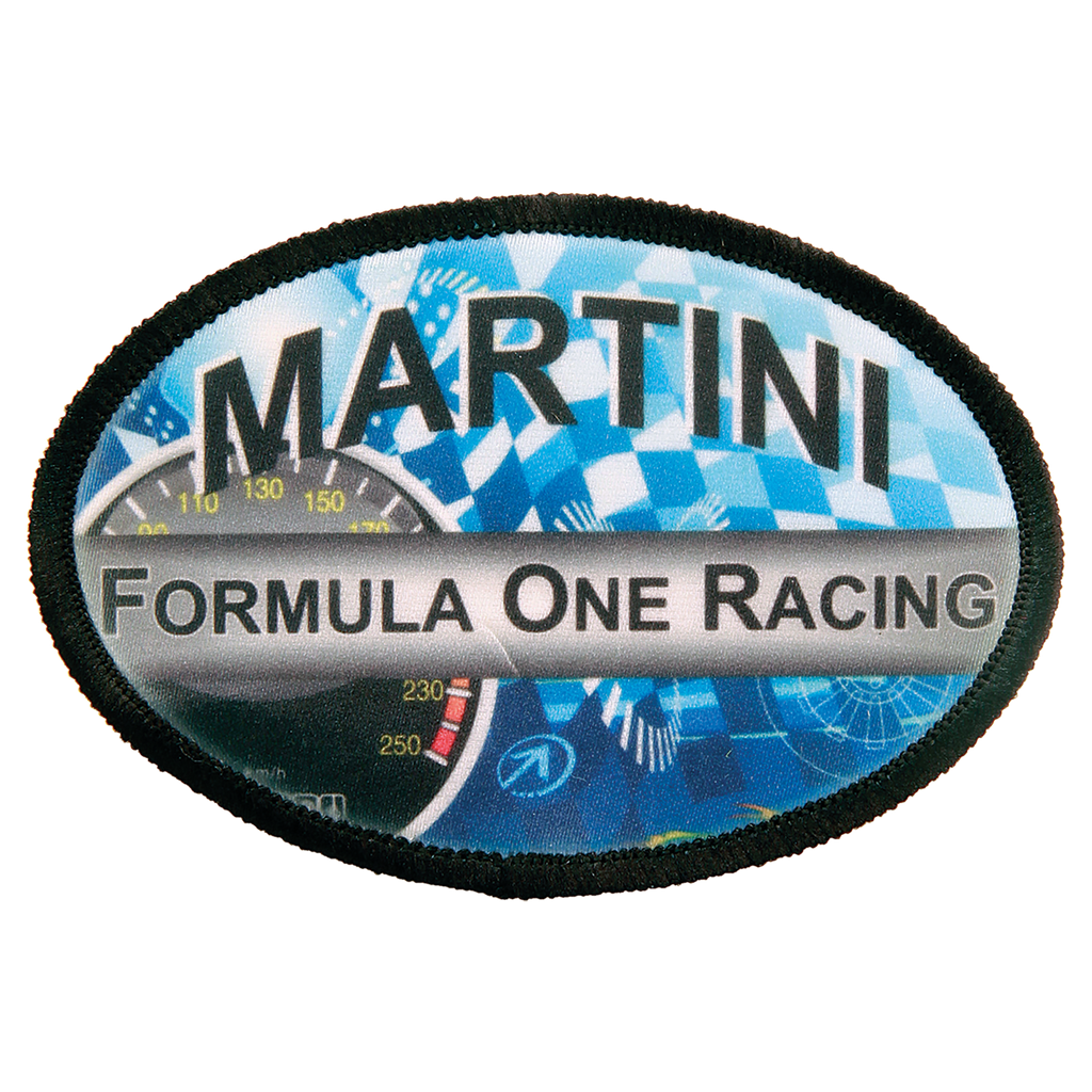 Custom Oval Sublimation Patch (3" x 2") – Adhesive Back + Black Border (12 Patch Minimum)