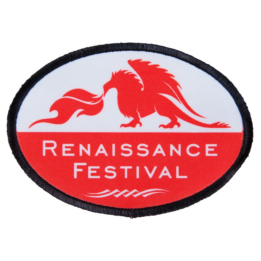 Custom Oval Sublimation Patch (3 1/2" x 2 1/2") – Adhesive Back + Black Border (12 Patch Minimum)