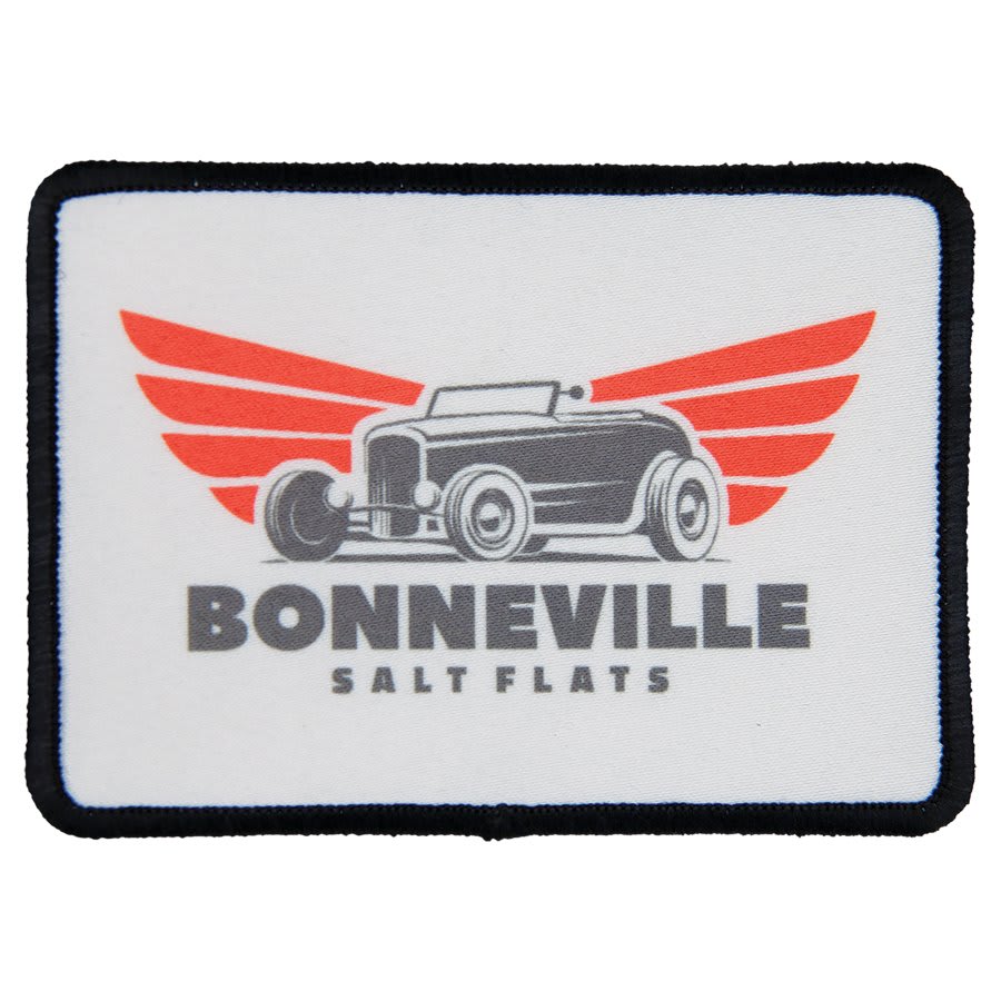 Custom Sublimation Patch (3 1/2" x 2 1/2") – Adhesive Back + Black Border (12 Patch Minimum)
