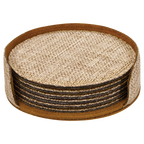 Personalized 4" Burlap Round Coaster Set (6-Pack with Holder) – Sublimation Ready