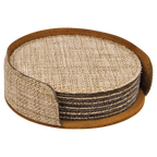 Personalized 4" Burlap Round Coaster Set (6-Pack with Holder) – Sublimation Ready