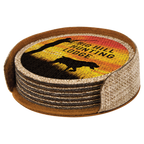 Personalized 4" Burlap Round Coaster Set (6-Pack with Holder) – Sublimation Ready