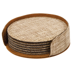 Personalized 4" Burlap Round Coaster Set (6-Pack with Holder) – Sublimation Ready