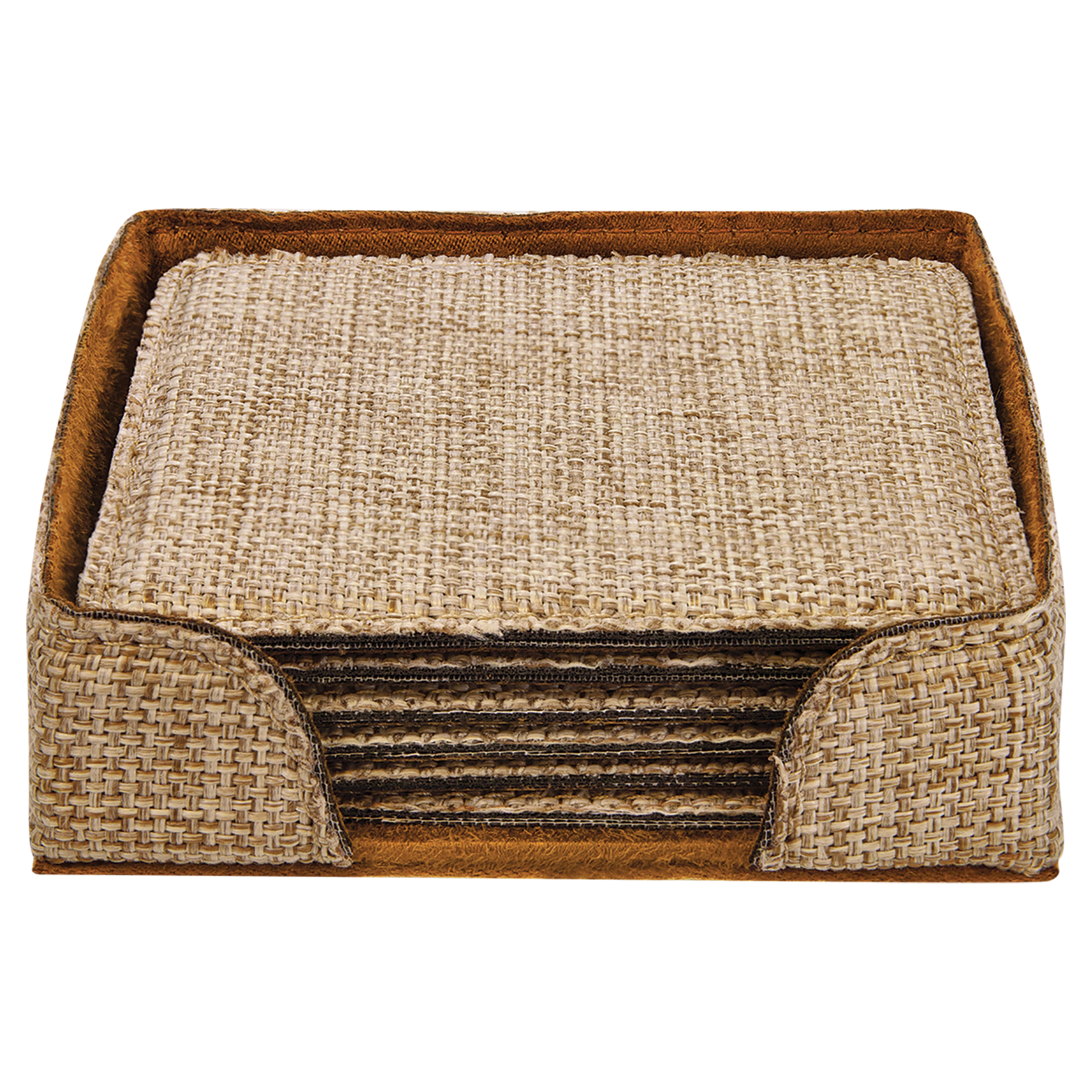 Personalized 4" x 4" Burlap Square Coaster Set (6-Pack with Holder) – Sublimation Ready