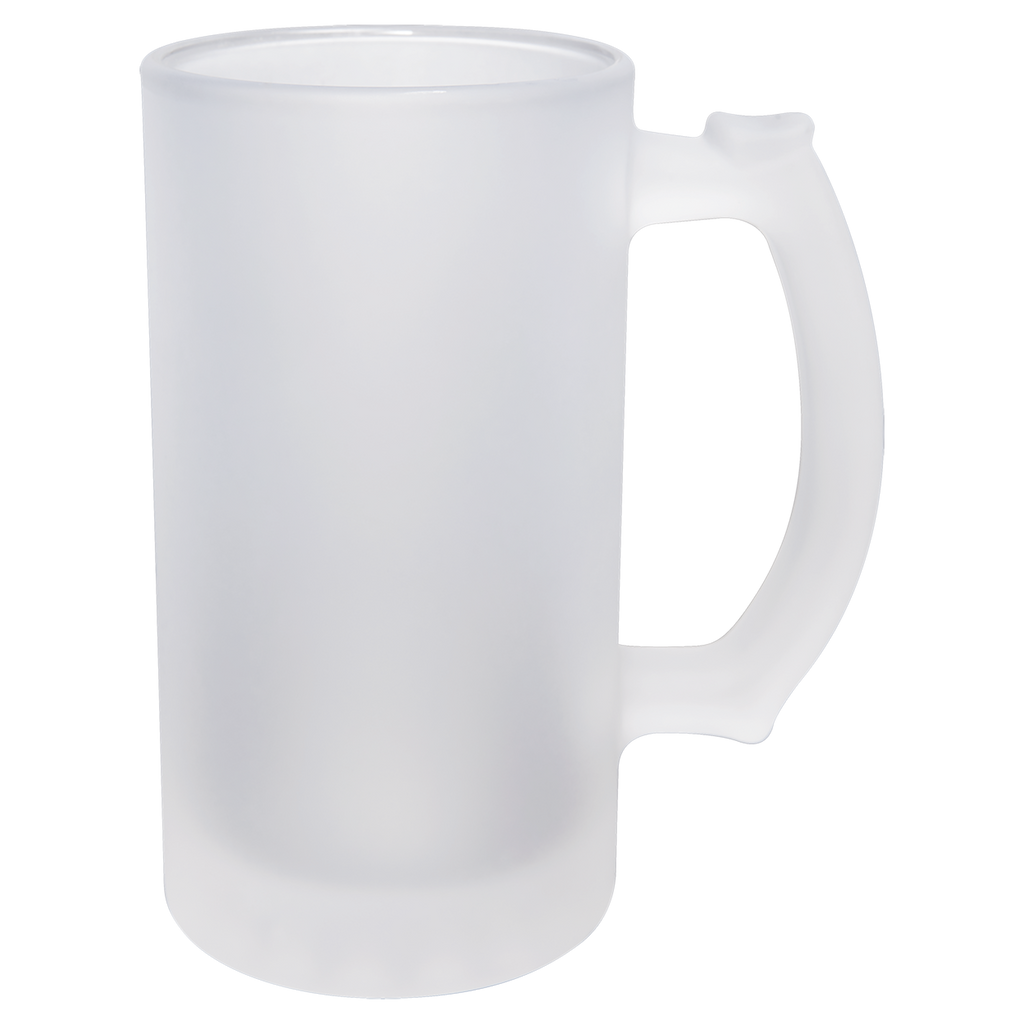 Frosted glass mug with handle on a white background