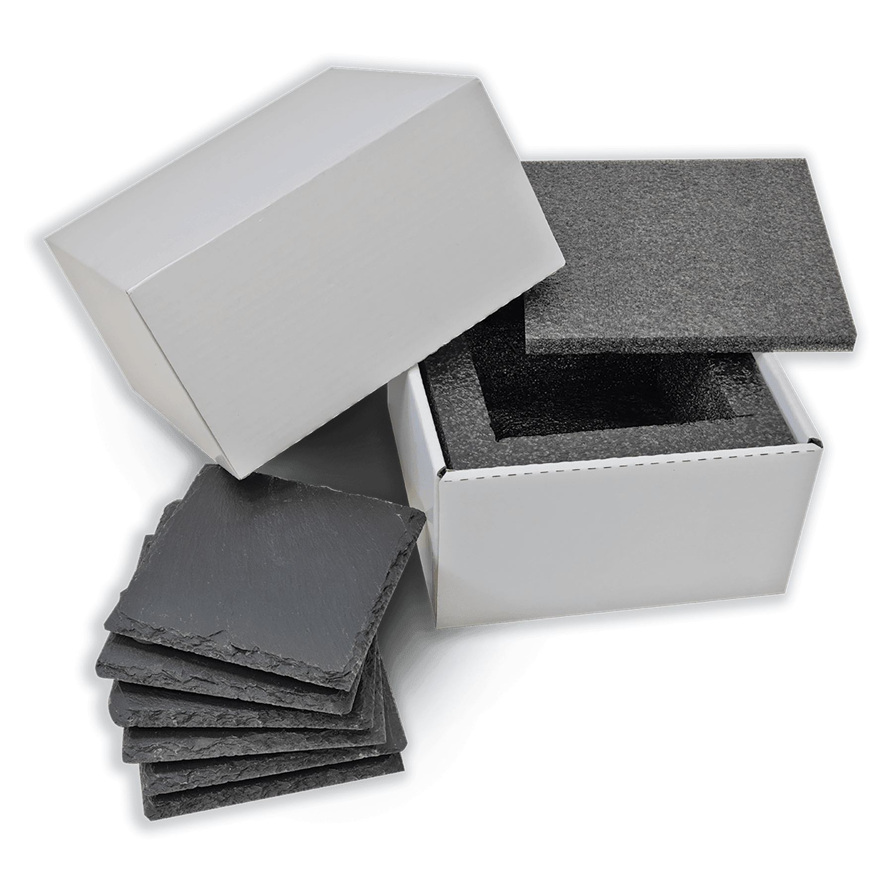 Personalized 4" x 4" Square Slate Coaster Set (6-Piece, Gift Boxed)
