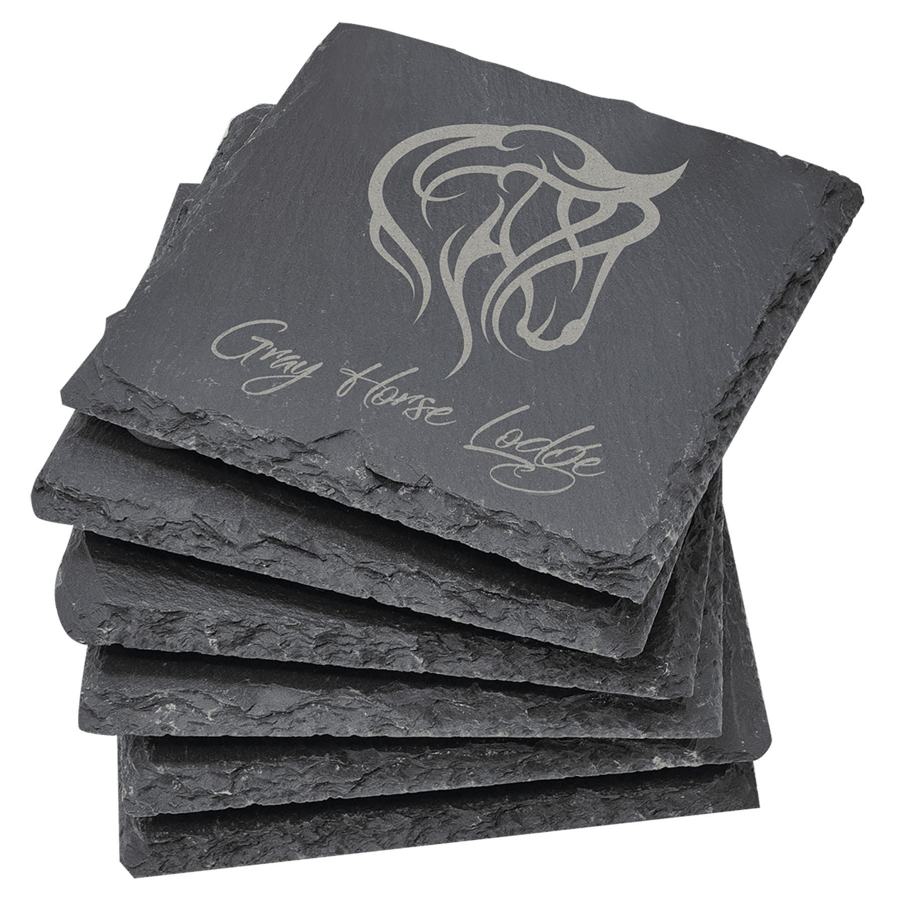 Personalized 4" x 4" Square Slate Coaster Set (6-Piece, Gift Boxed)