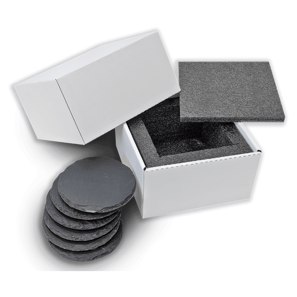 Personalized 4" Round Slate Coaster Set (6-Piece, Gift Boxed)