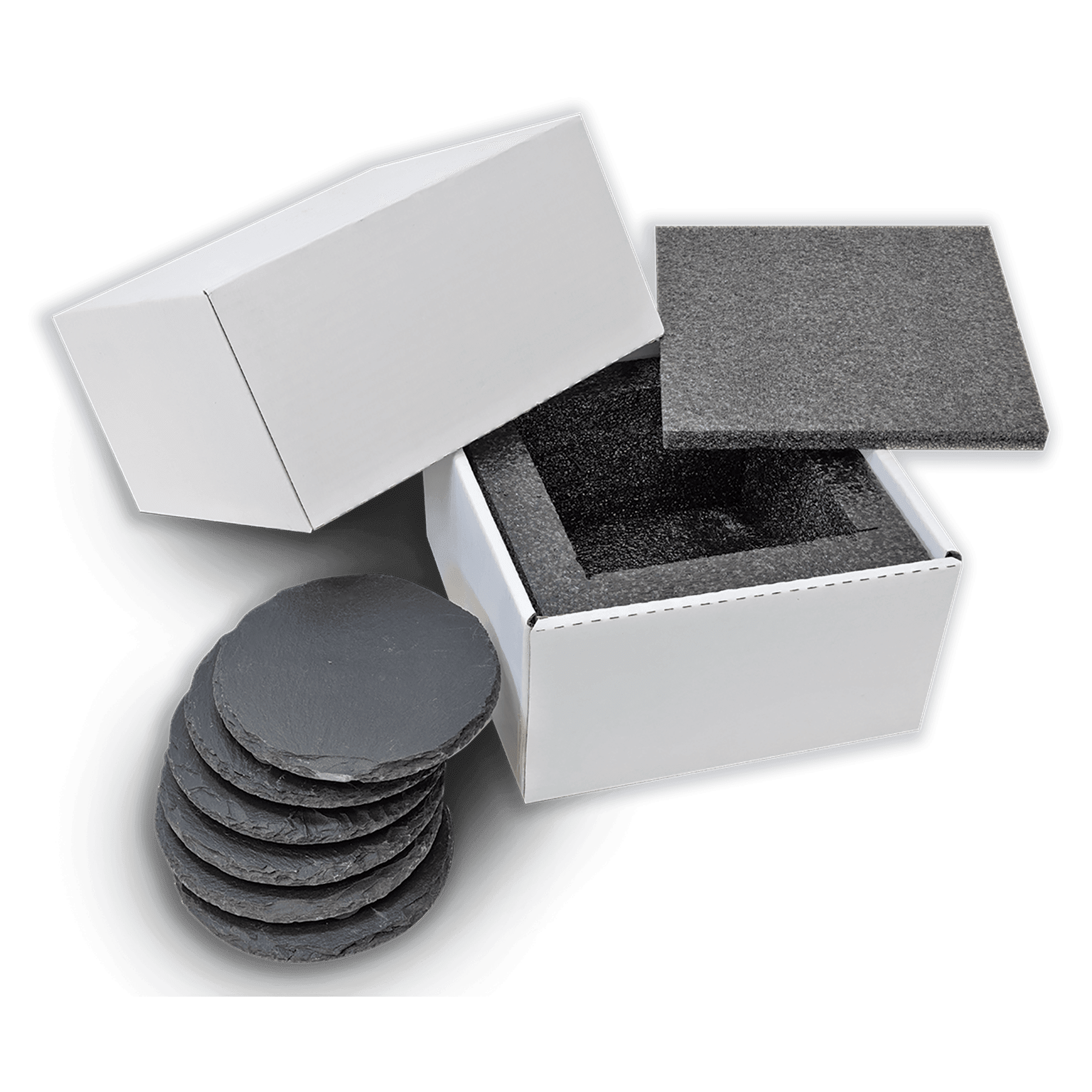Personalized 4" Round Slate Coaster Set (6-Piece, Gift Boxed)
