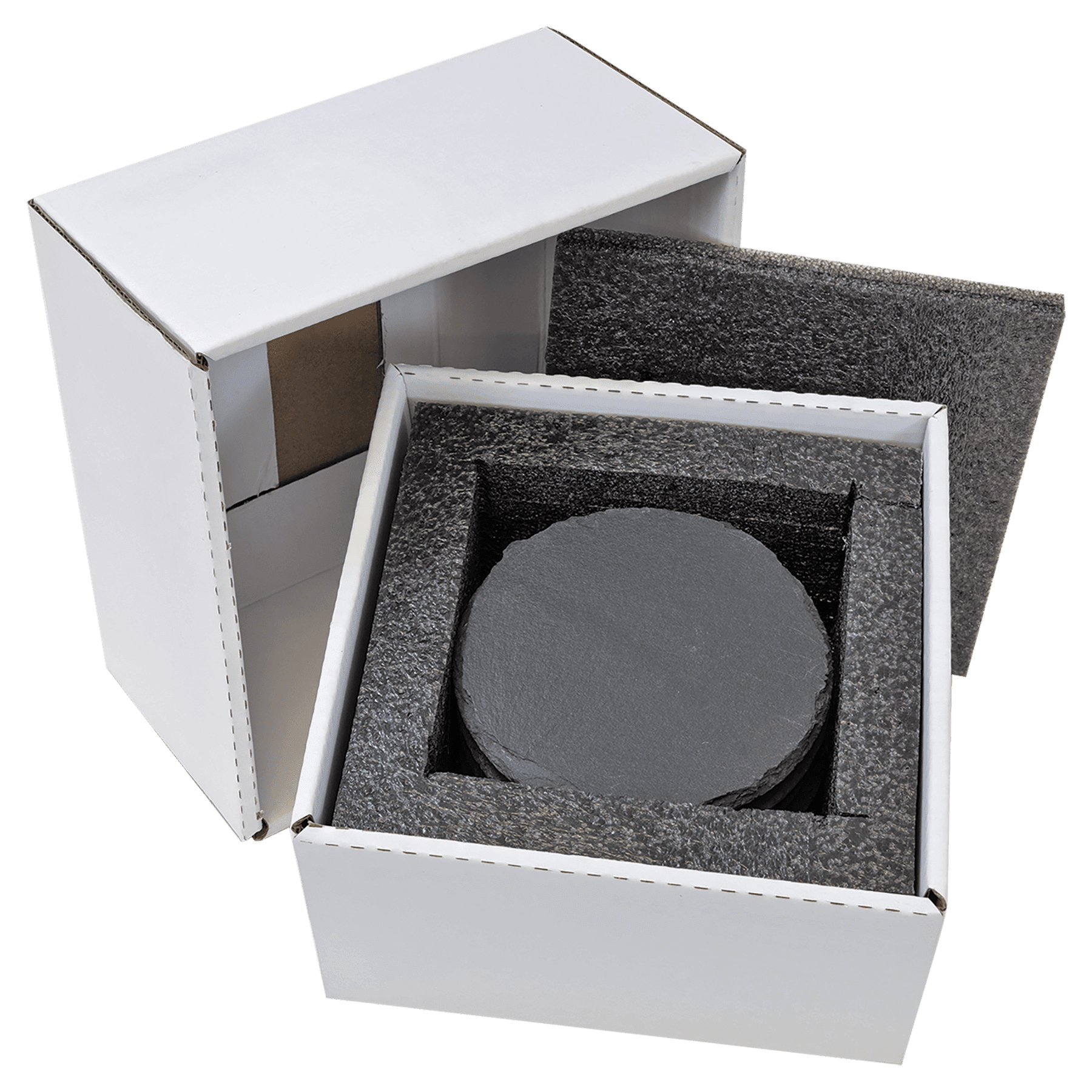 Personalized 4" Round Slate Coaster Set (6-Piece, Gift Boxed)