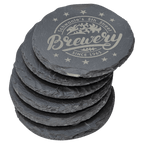 Personalized 4" Round Slate Coaster Set (6-Piece, Gift Boxed)