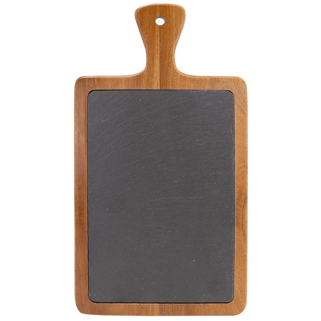 Acacia Wood & Slate Cutting Board – 13 1/4" x 7" Paddle Shape