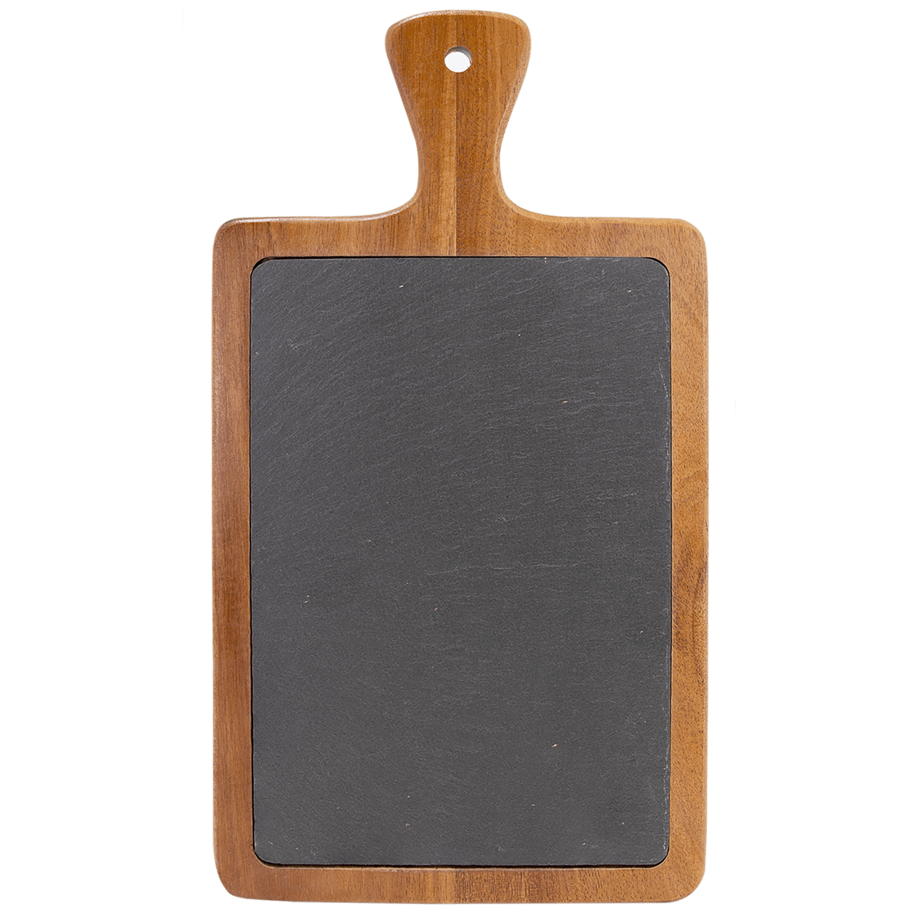 Acacia Wood & Slate Cutting Board – 13 1/4" x 7" Paddle Shape