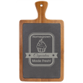 Acacia Wood & Slate Cutting Board – 13 1/4" x 7" Paddle Shape