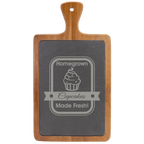 Acacia Wood & Slate Cutting Board – 13 1/4" x 7" Paddle Shape