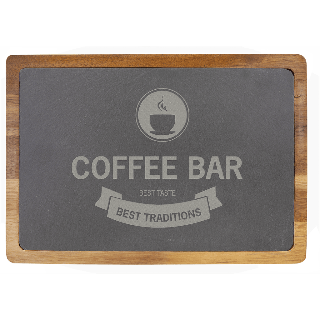 Personalized 13" x 9" Acacia Wood/Slate Cutting Board