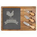 Acacia Wood & Slate Cheese Board Set – 13 3/4" x 9 3/4" with Three Tools