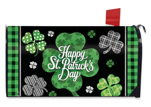 Scattered Shamrocks Magnetic Mailbox Cover (Standard) — Buffalo Check Clover St. Patrick’s Day