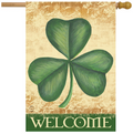 Classic Shamrock “Welcome” House Flag (40" x 28")