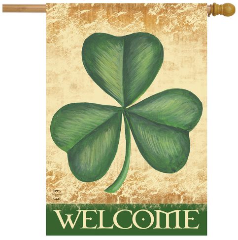 Classic Shamrock “Welcome” House Flag (40" x 28")