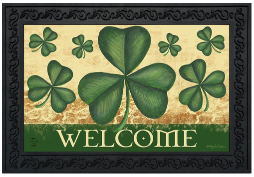 Shamrock “Welcome” Doormat Insert (Vintage Lucky Clover St. Patrick’s Day)