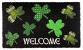 Shamrocks “Welcome” Coir Doormat (18x30) | St. Patrick’s Day Natural Fiber Mat