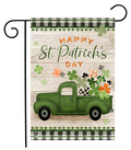 St. Pat’s Pickup Truck Garden Flag (Happy St. Patrick’s Day Green Truck)