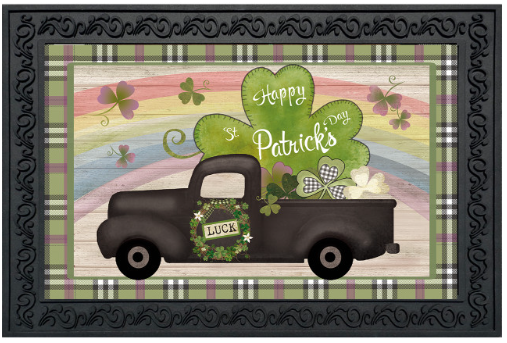 St. Pat’s Pickup Truck Doormat Insert (Happy St. Patrick’s Day “Lucky” Truck)