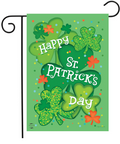 Happy St. Patrick’s Day Garden Flag (Double-Sided Glitter Shamrocks)