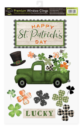 St. Patrick’s Day Pickup Static Window Clings Sheet (18" x 11.75")