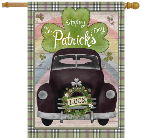 St. Patrick’s Day “Luck” Vintage Pickup House Flag (40" x 28")