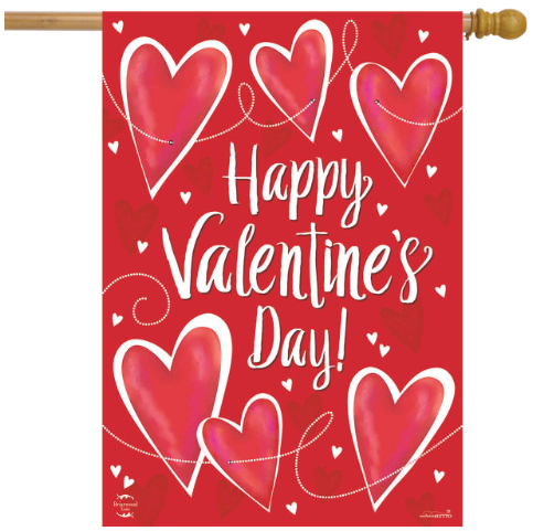 String of Hearts “Happy Valentine’s Day” House Flag (40" x 28")