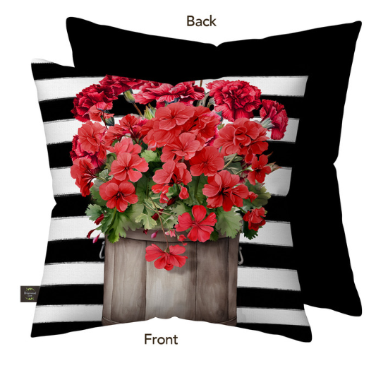 Striped Geraniums Decorative Throw Pillow