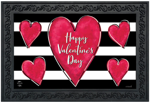 Striped Heart “Happy Valentine’s Day” Doormat (18" x 30")