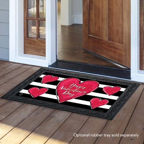 Striped Heart “Happy Valentine’s Day” Doormat (18" x 30")