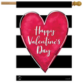 Striped Valentine Heart “Happy Valentine’s Day” House Flag (40" x 28")