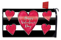 Striped Valentines Heart Primitive Happy Valentine’s Day Magnetic Mailbox Cover (Standard)