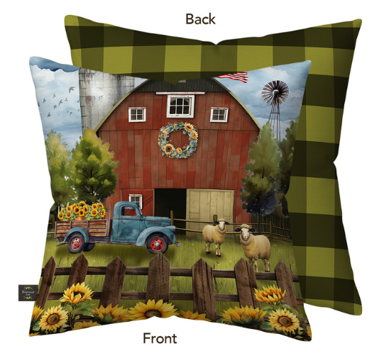 Sunflower Barn Decorative Throw Pillow