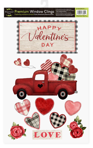 Valentine’s Love Pickup Static Window Clings Sheet (18" x 11.75")
