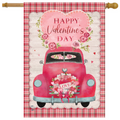 Happy Valentine’s Day Vintage Pickup House Flag (40" x 28")